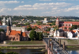 Kaunas Old Town view from Aleksotas
